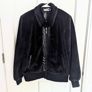 Belle by Kim Gravel Black Faux Fur Bomber Jacket